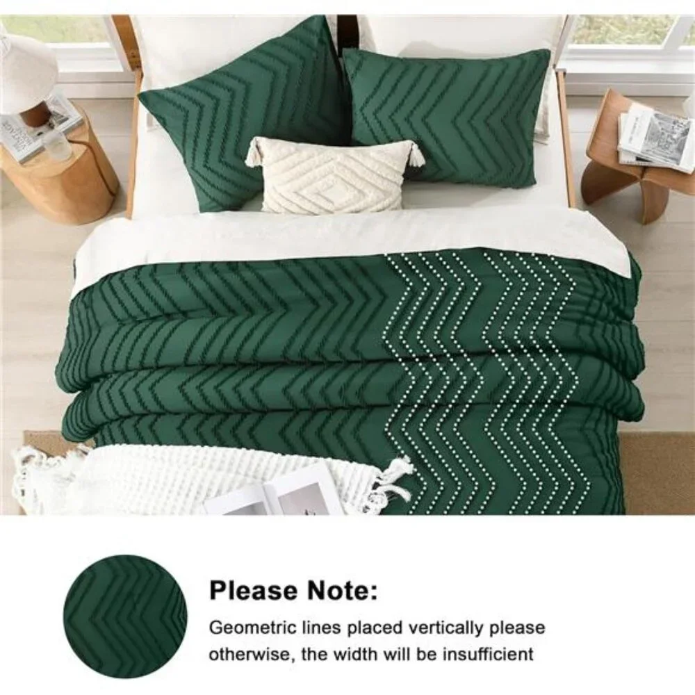 King, Queen, Full Comforter Set Dark Emerald Green, 3 Pieces Lightweight